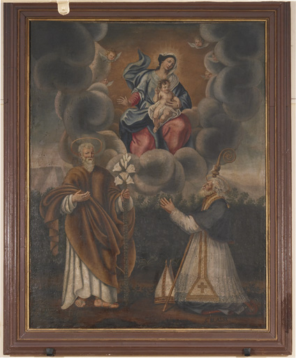 tableau : Vierge à l'Enfant, saint Blaise et saint Joseph, cadre