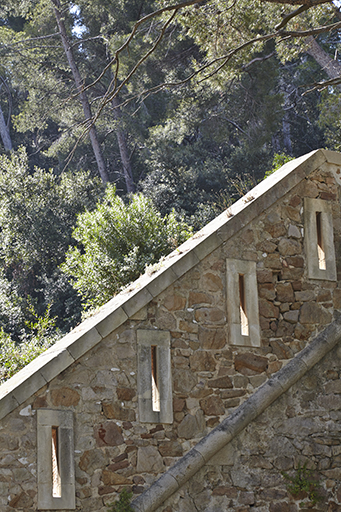 Enceinte du retranchement de gorge, branche pendante ouest, détail de parapet crénelé.