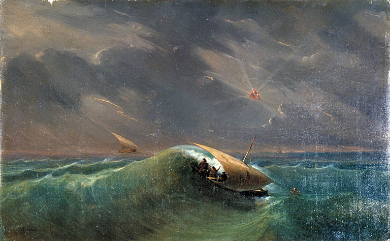 tableau, ex-voto : Bateau dans la tempête (N° 8)