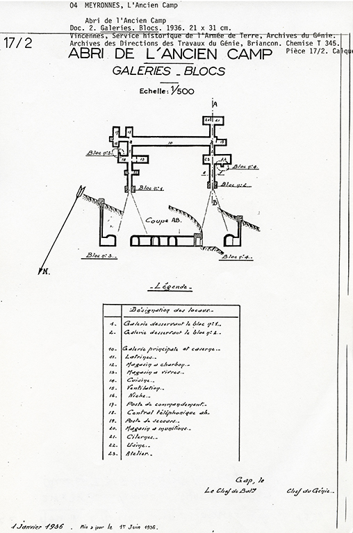 ouvrage fortifié dit abri de l'Ancien Camp, de l'organisation défensive de l'Ubaye.