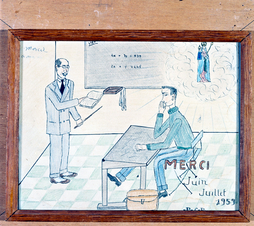 ex-voto, tableau : Jeune homme passant un examen