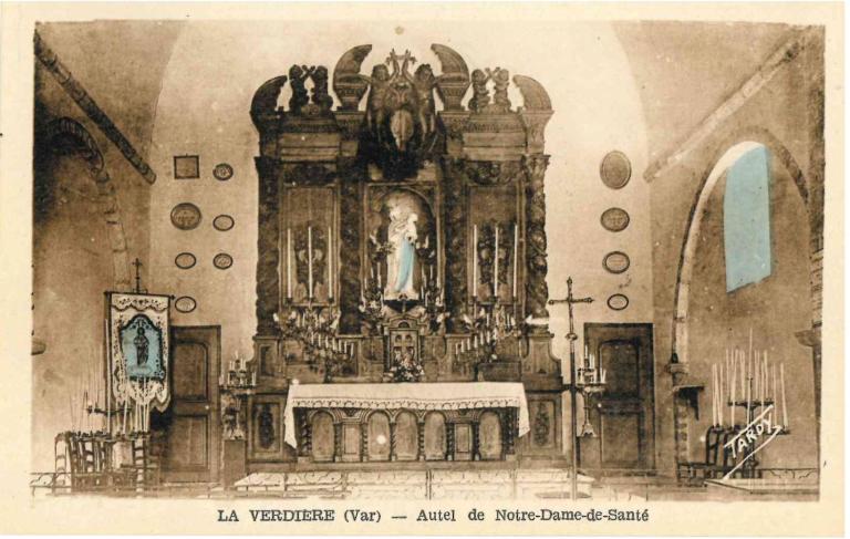 Ensemble du maître-autel : autel, 2 gradins d'autel, tabernacle, retable