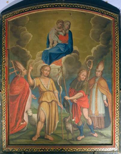 tableau (tableau d'autel) : Vierge à l'Enfant et 4 saints intercesseurs