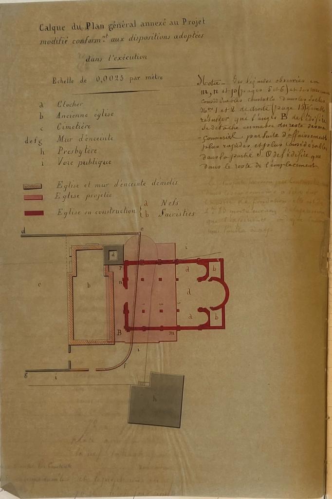 Calque du plan général modifié [de l'église Saint-André de Saint-André-d'Embrun]
