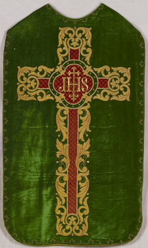 ensemble de vêtements liturgiques (N° 1) : chasuble, étole (ornement vert)