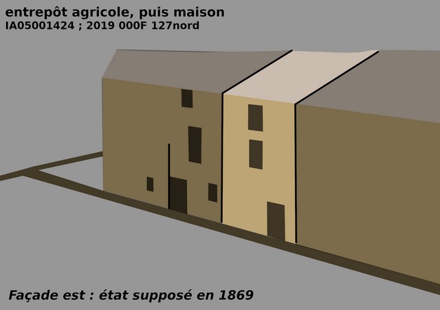Façade est, état supposé en 1869.