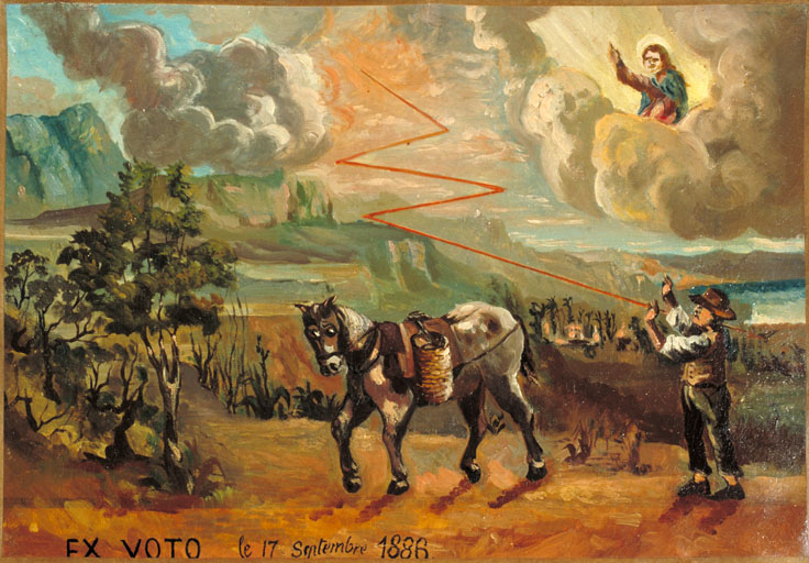 tableau, ex-voto : Accident dû à la foudre (N° 5)