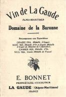 Vin de La Gaude, ALPES-MARITIMES, Domaine de la Baronne, Récompenses aux Expositions. 