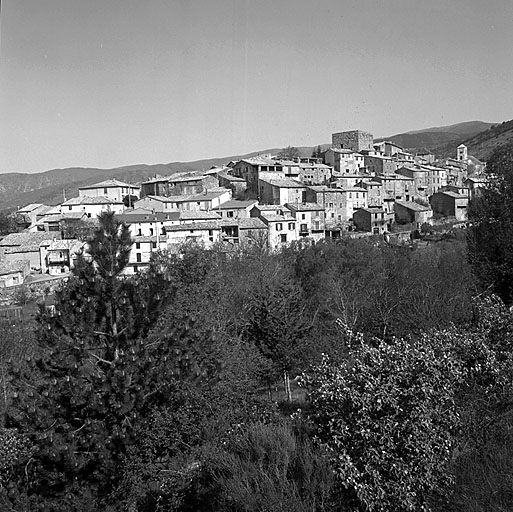 Le bourg en 1982, vue d'ensemble prise du sud-est.