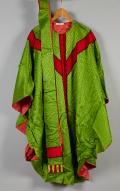 Ornement vert (n°1): chasuble, étole, manipule, voile de calice