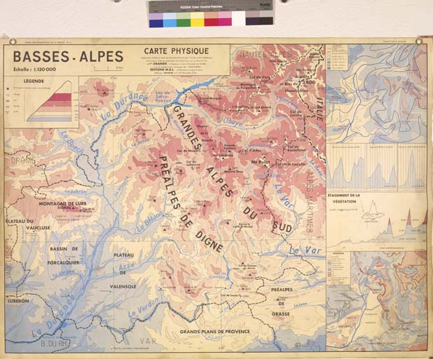 carte murale : Basses-Alpes, carte physique et économique