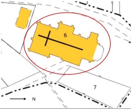 Plan de masse et de situation d'après le cadastre de 2024 (section AB, parcelle 6). Echelle 1/1000.