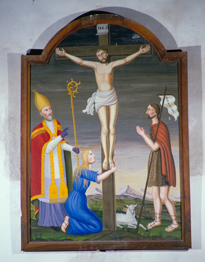 tableau : Christ en croix avec saint Apollinaire, sainte Marie-Madeleine et saint Jean Baptiste