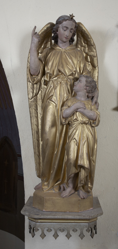 groupe sculpté : Ange gardien et l'Enfant Jésus