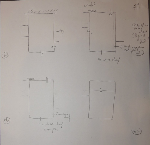 Plans schématiques du bâtiment. En haut : étage de soubassement et rez-de-chaussée. En bas : étage et toit. 