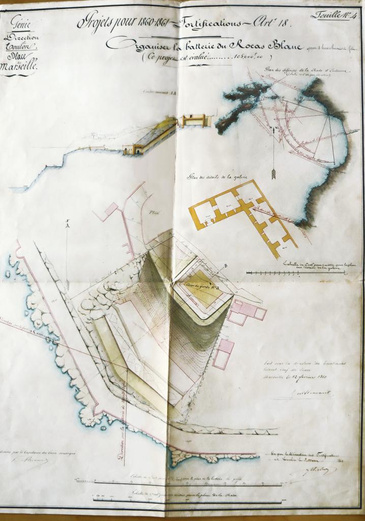 [Plan du projet d'organisation de la batterie du Rocas Blanc pour 8 pièces],1860.