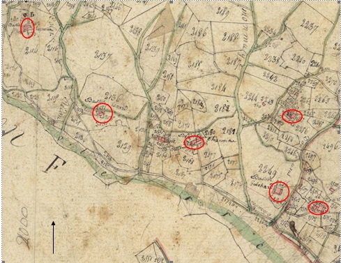 Carte 3. - Fermes isolées sur un périmètre réduit (quartier de Bas Chaudoul).