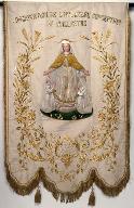 bannière de procession de la congrégation de l'Immaculée Conception de Guillestre : Immaculée Conception, Vierge de Miséricorde