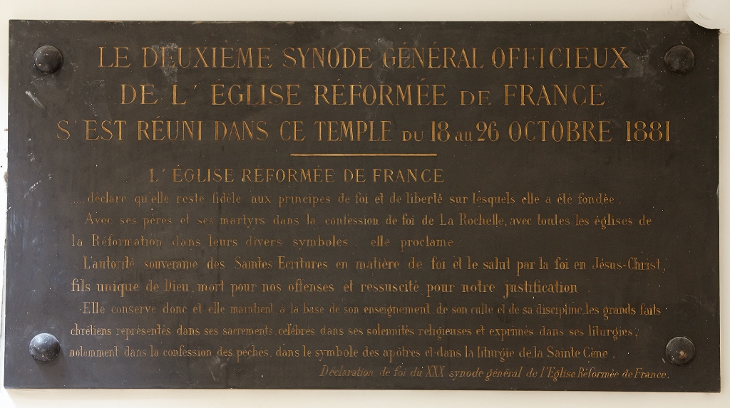 Plaque commémorative du deuxième synode de 1881
