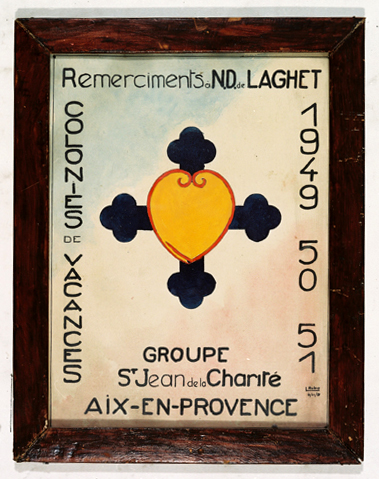 ex-voto, tableau : Croix trilobée et texte