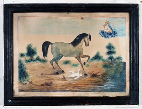 ex-voto, tableau : Bébé dans les pattes d'un cheval, Marius Inode