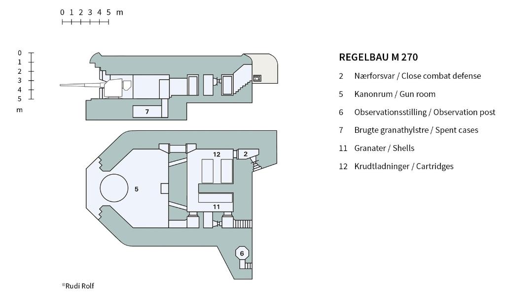 [Plan et coupe d'une casemate Regelbau M270].