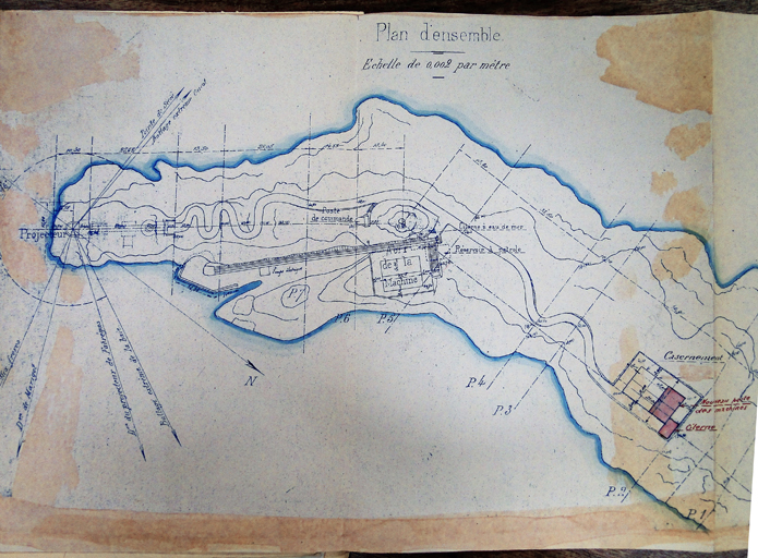 Plan d'ensemble [Plan général du projet du poste photo-électrique du Cap Sicié]. vers 1899.