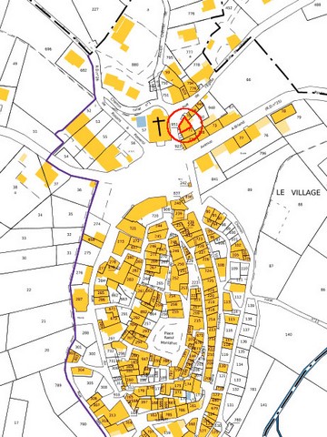 Plan de situation d'après le cadastre de 2021, section 000F. Echelle d'origine 1/500e.