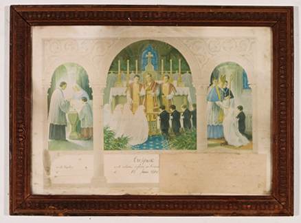 ex-voto, tableau : Triptyque (baptême, communion, mariage)
