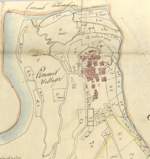 Localisation sur le plan cadastral de 1824.