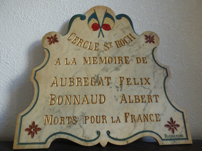 plaque commémorative de la guerre de 1914-1918