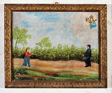 ex-voto, tableau : Couple sur un chemin de campagne