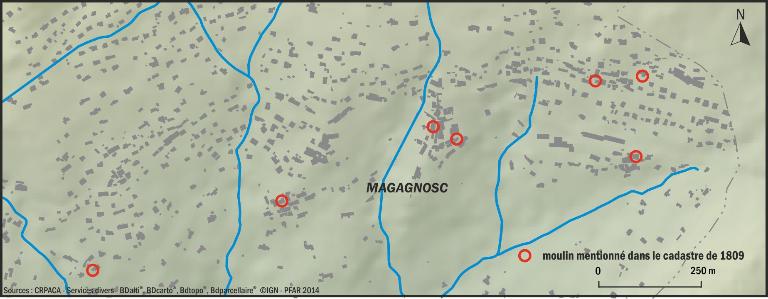 Localisation des moulins de Magagnosc