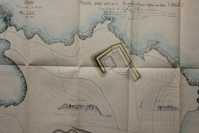 Projets pour 1862-1863. Fortifications. Construire la batterie St Pierre des Embiez. 1862.