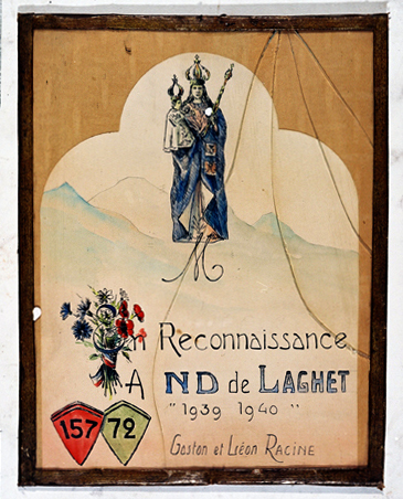 ex-voto, tableau : Notre-Dame de Laghet sur fond de montagne