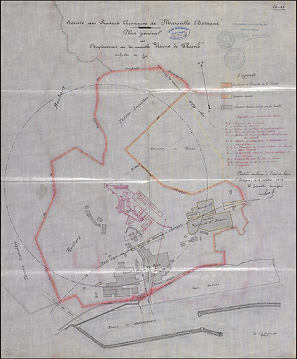 ensemble de fabrication des métaux et ensemble d'industrie chimique : Compagnie des minerais de Rio Tinto, Société des produits chimiques de Marseille-l'Estaque, Osseine Paul Brunon, Mital Cambon et Compagnie, Société minière et métallurgique Penarroya, Société Kuhlmann