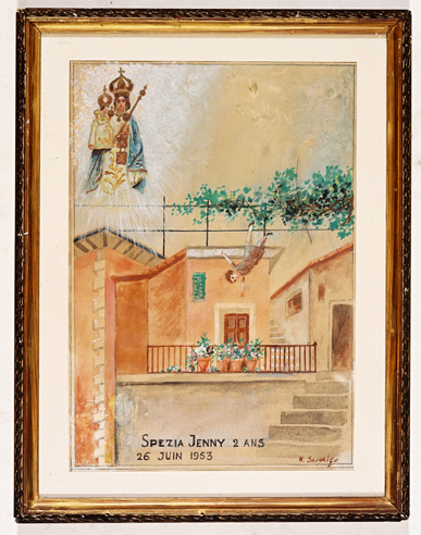 ex-voto, tableau : Chute d'un enfant tombant d'une pergola, Jenny Spezia