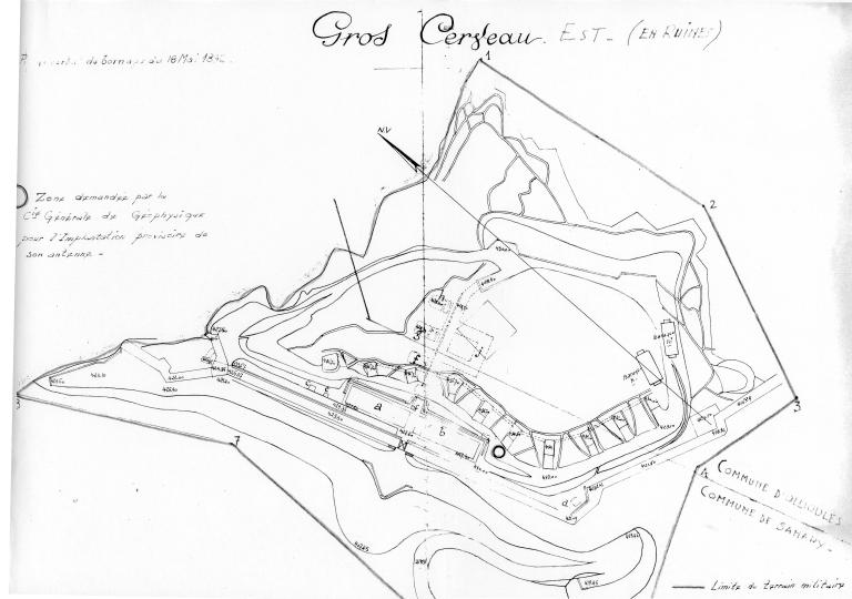 Gros Cerveau Est - (en ruines). [Plan général de l'ouvrage du Gros Cerveau]. vers 1900.