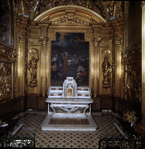 ensemble de l'autel de saint Véran (autel, 2 gradins d'autel, tabernacle)