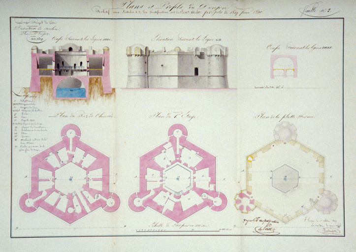 Plans et profils du donjon de Saint-Tropez. 1819