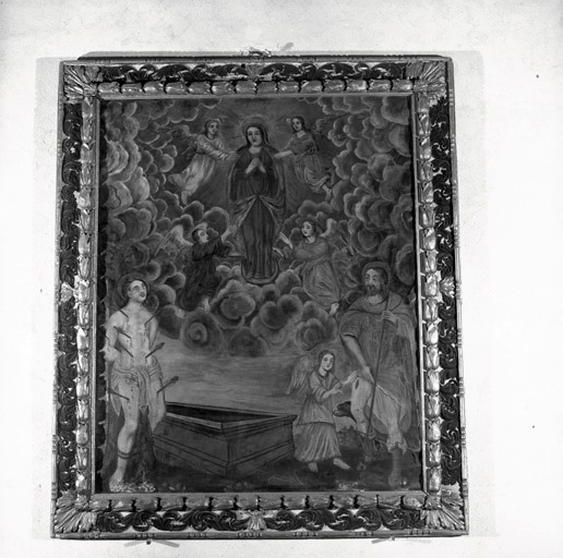 tableau et son cadre : L'Assomption, saint Sébastien et saint Roch