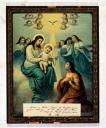 ex-voto, tableau : Remise du scapulaire à une jeune femme en prière