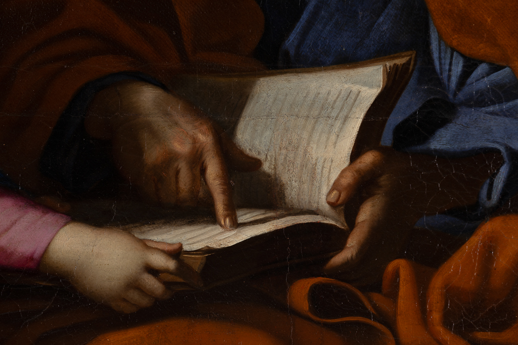 tableau : L'Education de la Vierge, avec sainte Marguerite et saint Blaise de Sébaste