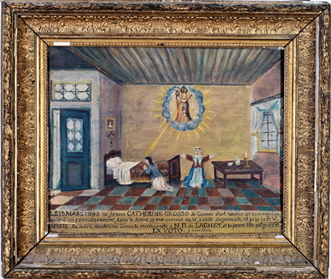 ex-voto, tableau : Prière d'une femme au pied de son lit, Catherine Grosso