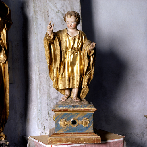statue-reliquaire de l'Enfant Jésus (petite nature, socle-reliquaire)