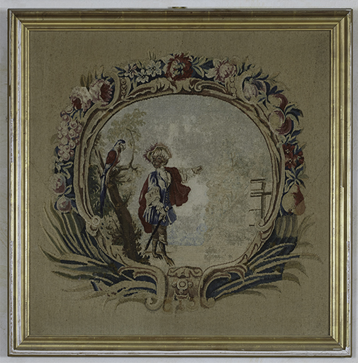 Ensemble de deux tableaux de tapisserie : singerie et basse-cour