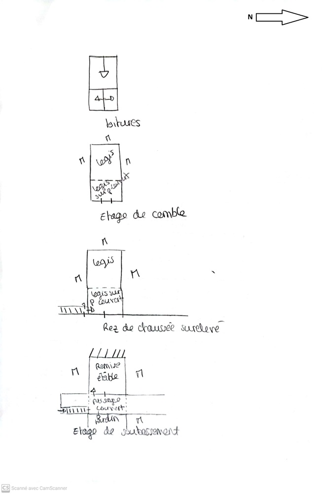 Relevé avec plan de distribution de chaque niveau de la maison.