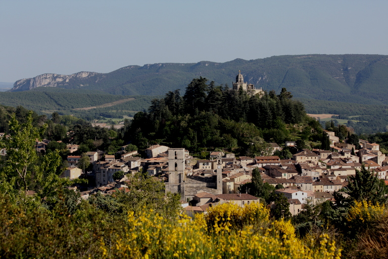 Vue de situation : Forcalquier au pied de la colline de la Citadelle.