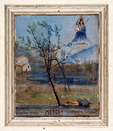 ex-voto, tableau : Chute d'une fillette tombant d'un arbre, Césarine Caravel