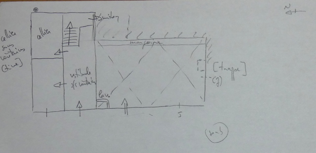 Plan schématique du bâtiment : étage de soubassement.